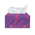 Pink And Blue Zebra Stripes Print Leather Tissue Box Cover