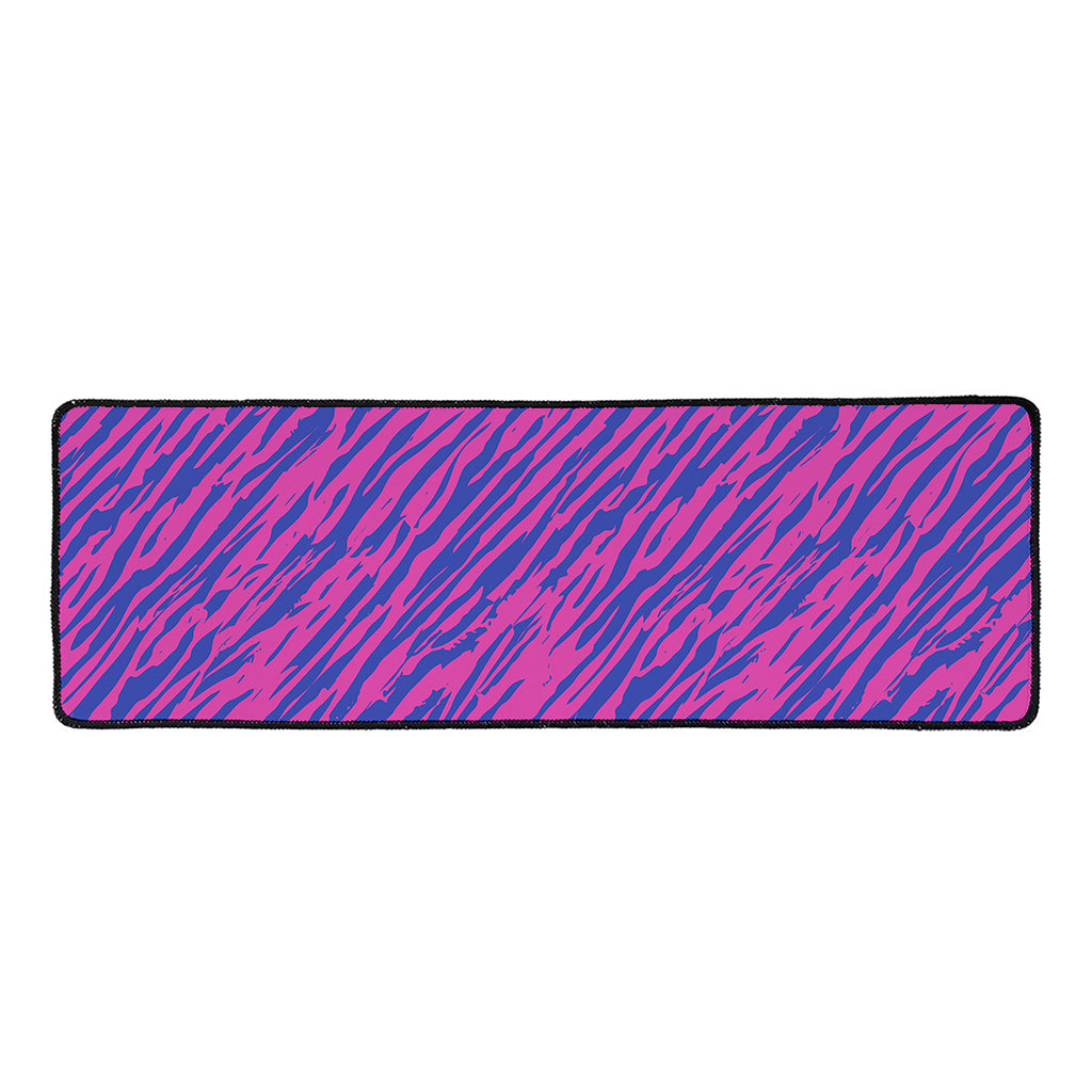 Pink And Blue Zebra Stripes Print Long Kitchen Mat