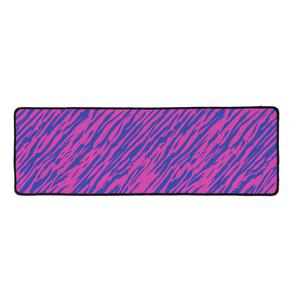 Pink And Blue Zebra Stripes Print Long Kitchen Mat