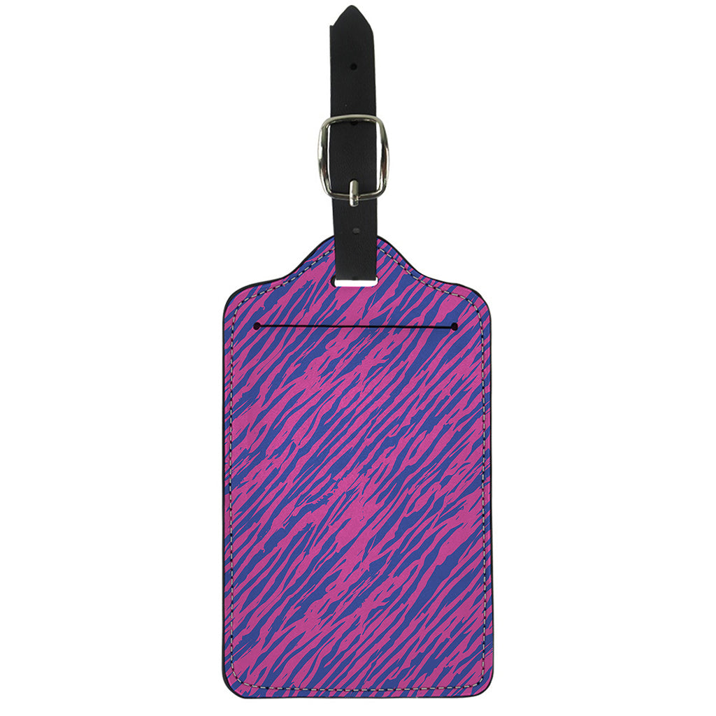 Pink And Blue Zebra Stripes Print Luggage Tag