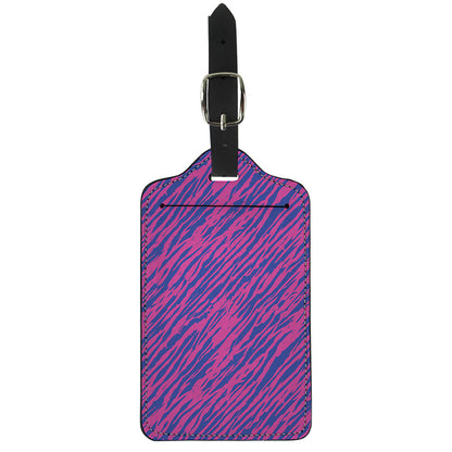 Pink And Blue Zebra Stripes Print Luggage Tag