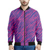 Pink And Blue Zebra Stripes Print Men's Bomber Jacket