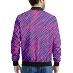 Pink And Blue Zebra Stripes Print Men's Bomber Jacket