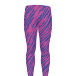 Pink And Blue Zebra Stripes Print Men's leggings