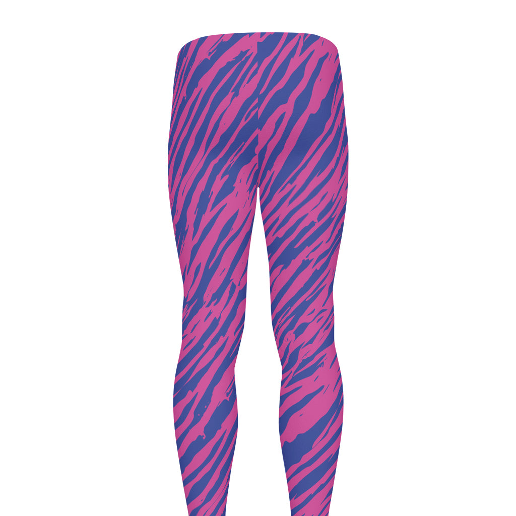 Pink And Blue Zebra Stripes Print Men's leggings