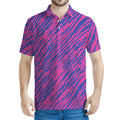 Pink And Blue Zebra Stripes Print Men's Polo Shirt