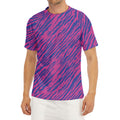 Pink And Blue Zebra Stripes Print Men's Short Sleeve Rash Guard