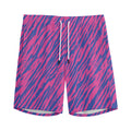 Pink And Blue Zebra Stripes Print Men's Athletic Shorts