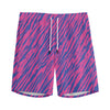 Pink And Blue Zebra Stripes Print Men's Sports Shorts