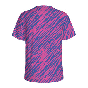 Pink And Blue Zebra Stripes Print Men's Sports T-Shirt