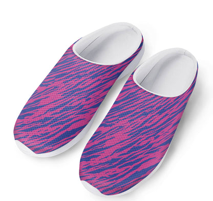 Pink And Blue Zebra Stripes Print Mesh Casual Shoes