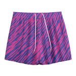 Pink And Blue Zebra Stripes Print Mesh Shorts