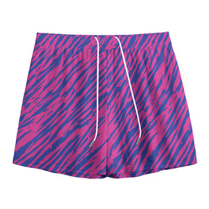 Pink And Blue Zebra Stripes Print Mesh Shorts