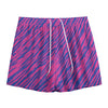 Pink And Blue Zebra Stripes Print Mesh Shorts