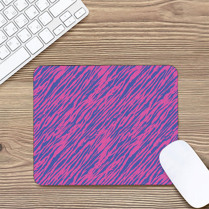 Pink And Blue Zebra Stripes Print Mouse Pad