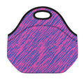 Pink And Blue Zebra Stripes Print Neoprene Lunch Bag