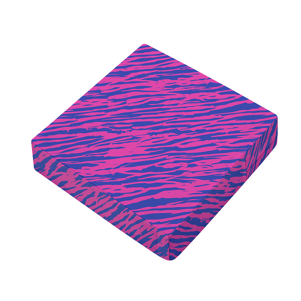 Pink And Blue Zebra Stripes Print Outdoor Seat Cushion Cover