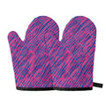 Pink And Blue Zebra Stripes Print Oven Mitts