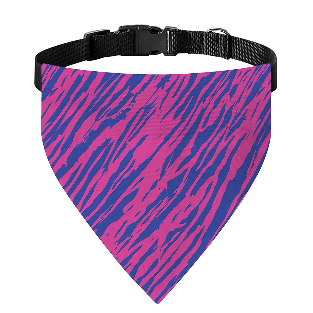 Pink And Blue Zebra Stripes Print Over The Collar Dog Bandana