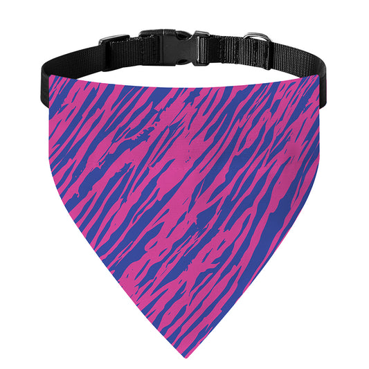 Pink And Blue Zebra Stripes Print Over The Collar Dog Bandana