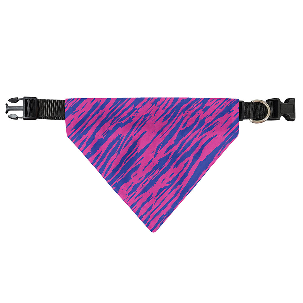 Pink And Blue Zebra Stripes Print Over The Collar Dog Bandana