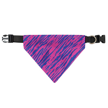 Pink And Blue Zebra Stripes Print Over The Collar Dog Bandana