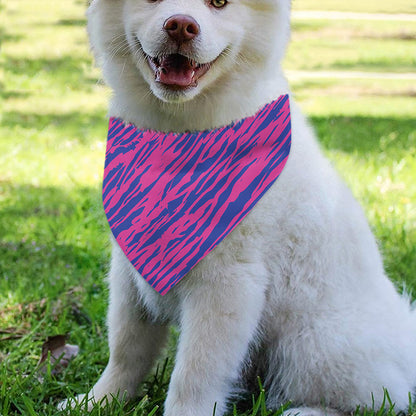 Pink And Blue Zebra Stripes Print Over The Collar Dog Bandana