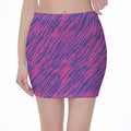 Pink And Blue Zebra Stripes Print Pencil Mini Skirt