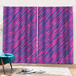 Pink And Blue Zebra Stripes Print Pencil Pleat Curtains