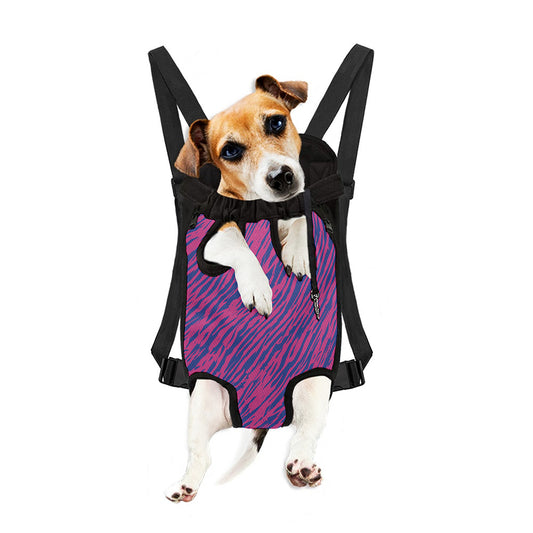 Pink And Blue Zebra Stripes Print Pet Carrier Backpack