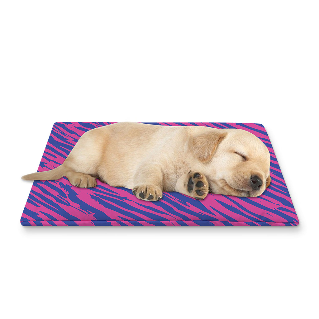 Pink And Blue Zebra Stripes Print Pet Cooling Mat Cover
