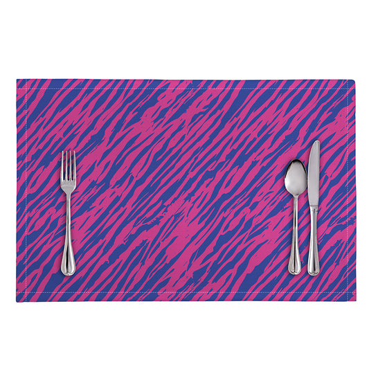 Pink And Blue Zebra Stripes Print Placemat
