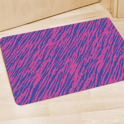Pink And Blue Zebra Stripes Print Polyester Doormat