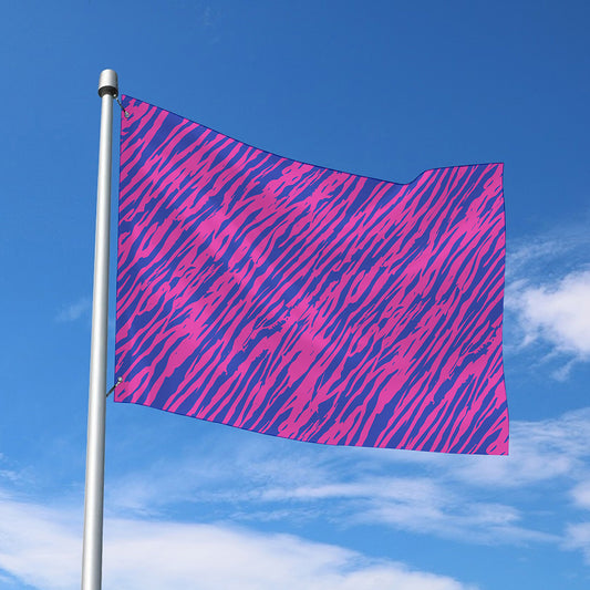 Pink And Blue Zebra Stripes Print Polyester Flag