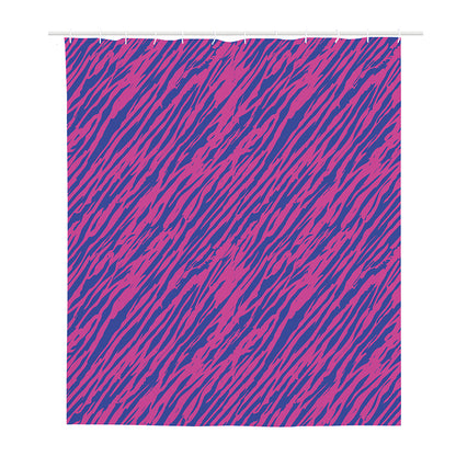 Pink And Blue Zebra Stripes Print Polyester Shower Curtain