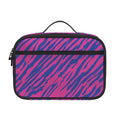 Pink And Blue Zebra Stripes Print Portable Lunch Bag