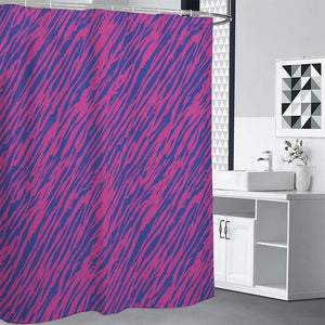 Pink And Blue Zebra Stripes Print Premium Shower Curtain