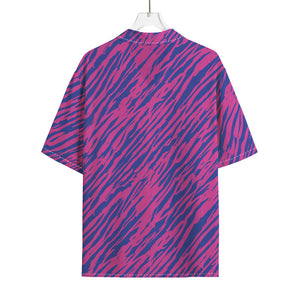 Pink And Blue Zebra Stripes Print Rayon Hawaiian Shirt