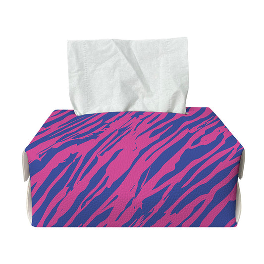 Pink And Blue Zebra Stripes Print Rectangle Tissue Box Cover