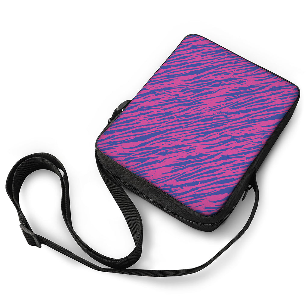 Pink And Blue Zebra Stripes Print Rectangular Crossbody Bag