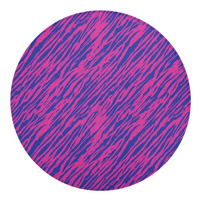 Pink And Blue Zebra Stripes Print Round Blanket