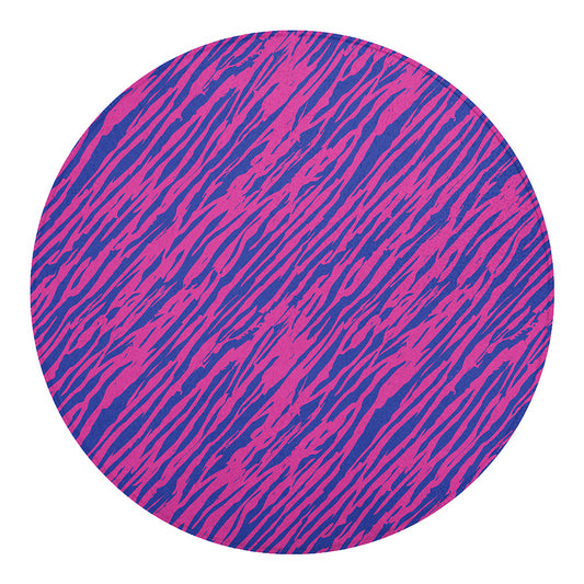 Pink And Blue Zebra Stripes Print Round Blanket