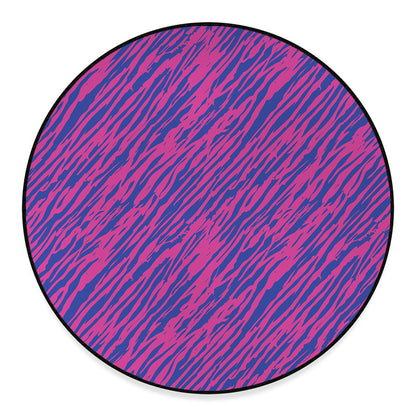 Pink And Blue Zebra Stripes Print Round Floor Mat