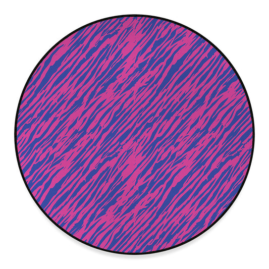Pink And Blue Zebra Stripes Print Round Floor Mat