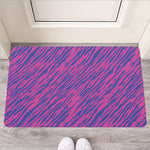 Pink And Blue Zebra Stripes Print Rubber Doormat
