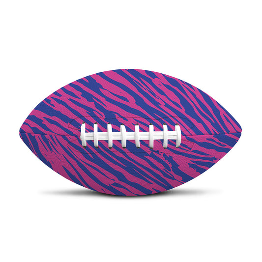 Pink And Blue Zebra Stripes Print Rugby Ball
