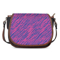 Pink And Blue Zebra Stripes Print Saddle Bag