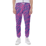 Pink And Blue Zebra Stripes Print Scuba Joggers