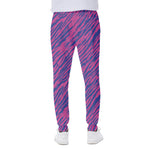 Pink And Blue Zebra Stripes Print Scuba Joggers