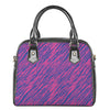 Pink And Blue Zebra Stripes Print Shoulder Handbag